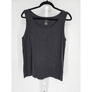 White Stag Women's Black Cotton Crochet Scoop-Neck Tank Top Size XL